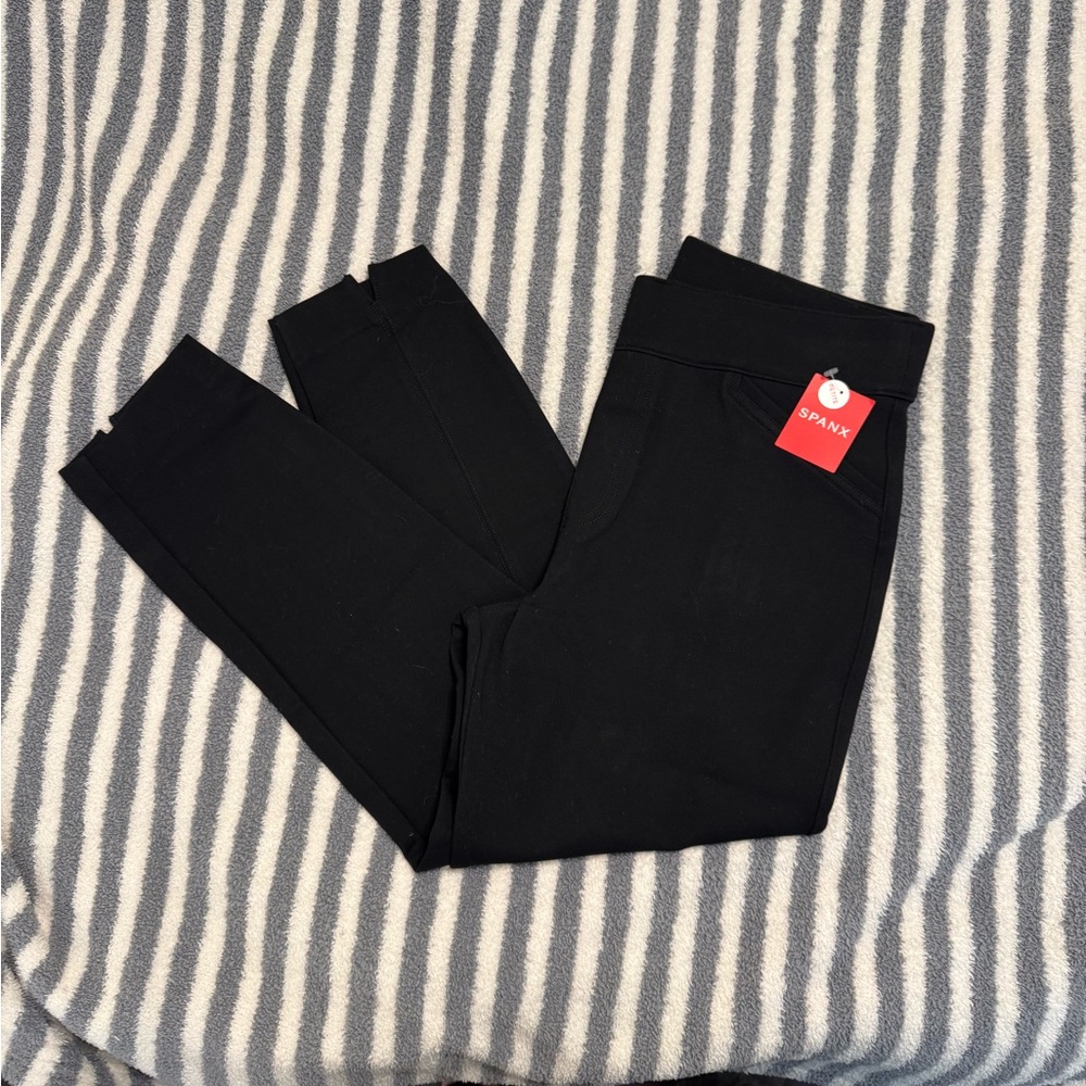 Spanx Black Ponte Pants with Back Seam Sz Large